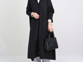 コットン シャツワンピース 前開きボリュームシャツワンピース　ブラック　0521BKの画像