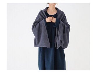 秋冬3way大人の高級メルトンフリースストール／ストールにもアウターにもブランケットにも使い方色々／ネイビーの画像