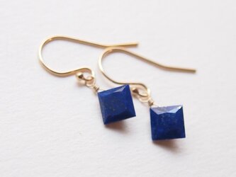 ラピスラズリのシンプルピアス（14kgf）／イヤリングの画像