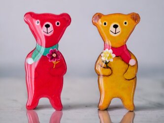 テディベアのブローチ（茶）の画像