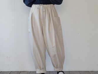 【股下６０ｃｍ】綿麻ウールインバーテッドパンツ［生成り］の画像