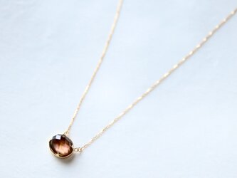[Hi-Bi] K18YG 茶蝶貝×スモーキークオーツ ネックレスの画像
