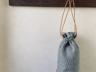 pouch[手織り巾着ポーチ]ブルーの画像