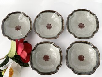 花模様の豆皿 5枚セット　【手仕事 民藝　和　陶器】の画像