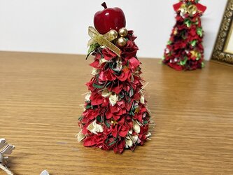 クリスマス 布リースツリーS(赤/りんご)の画像