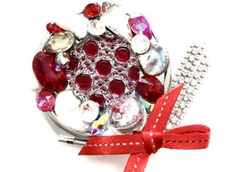 東京切子コンパクトミラー　光籠目　Jewelry Box　金赤の画像