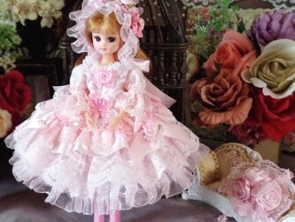 ロリータロマンス パウダリーピンクの妖精 グラデーションフリルドレス豪華4点セットの画像