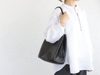本革 スムースレザー 巾着型ショルダーバッグ tassel （ディープブラウン）の画像