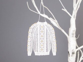 刺繍ｵｰﾅﾒﾝﾄ　冬のセーター  (アイボリー）の画像