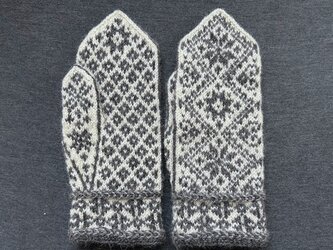 北欧から発送 / ミトン /  70-talet-vantar(白×ダークグレー)