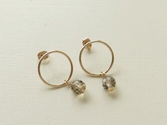 スモーキークォーツのリングピアス(14kgf)の画像