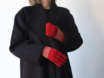 カシミヤ100：% PERCENT 手袋 （レッド）ホールガーメント・指暖・スマホ対応・ギフトBOX（男女兼用フリーサイズ）の画像