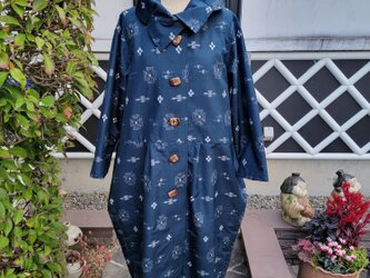 着物リメイク　古布　手作り　琉球紬　コートの画像