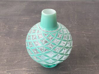 pattern vase　緑七宝の画像