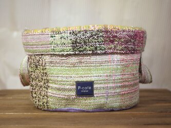 【カラフル】さをり織りのバスケット　小物入れの画像