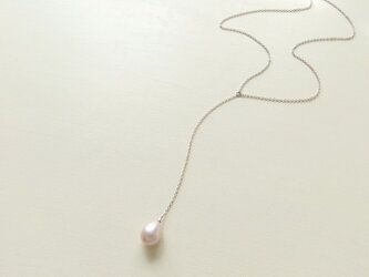パープルグレー淡水パールYシェイプネックレス(シルバー925)の画像