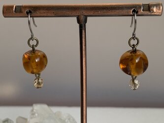 アンティークみかん玉のピアス♪（ブラウン）の画像