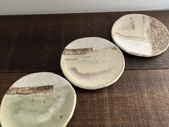 灰釉&灰志野&泥彩　白土　四寸　小皿　(12㎝ round saucer)の画像