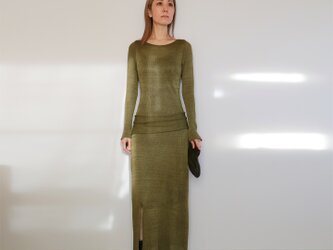 ◆受注制作◆Eridanus[エリダヌス] サッシュ・ワンピース / オリーブ・グリーン / サイズXS・S・M・Lの画像