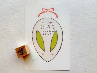 ＜10枚セットおまけ付き＞年賀状におすすめポストカード「春待ちうさぎ」の画像