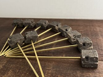 黒泥彩陶　四角凹みヘッド　ピック( square head & square stick)の画像