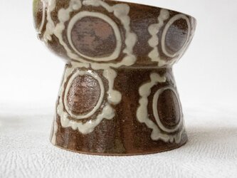 山城窯　ペット用　フードボウル - ゴーヤ【大サイズ】（やちむん）の画像