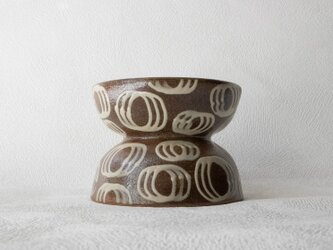 山城窯　ペット用　フードボウル - リバーシブル丸紋【小サイズ】（やちむん）の画像