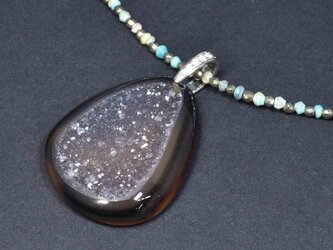 Druzy Agate/diamond_0.08ct/pt900 Pendant top　【Soro/ソロ】の画像