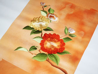 正絹なごや帯　刺繍　花柄の画像