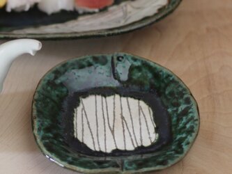 織部+粉引線模様小皿 s113の画像