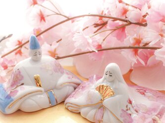 【新作】陶器のお雛様〜桜ひらり〜の画像