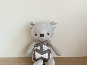【受注製作】リネンのくまちゃん*リボン・ココアの画像