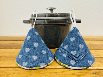 三角鍋つかみ★staub　ストウブ　ホーロー鍋★ミトン　鍋つかみ　の画像