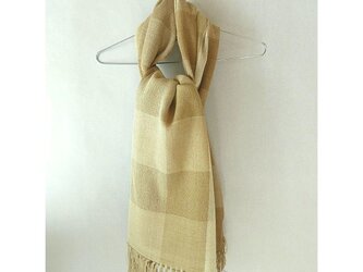 (３)手織り・太い絹糸のストール・紅茶染め・格子・草木染の画像