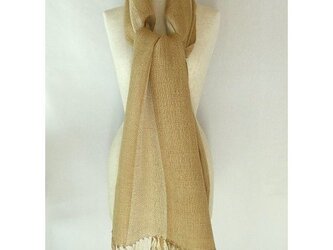 (1)手織り・ 平巻紬糸（絹糸）のストール・紅茶染め・縞・草木染の画像