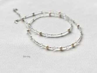 “ Neige “ Ｌ. 水晶と淡水パールのビーズネックレス【ロング80cm】の画像
