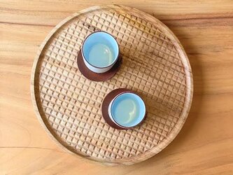 【◦人気シリーズ】ラウンド トレイ　- 格子 -　ko-shi round tray　0014　オークの木の画像