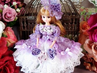 ロリータロマンス ミステリーパープルの妖精 優美で可憐なオーバースカートドールドレスの画像