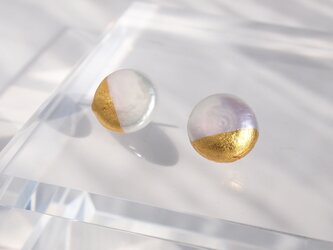 金箔パール[ピアス・イヤリング]コインパール12mmUP‐half moon‐ |14kgf フォーマルにもの画像