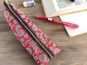 【おめでたうさぎ】畳縁　テトラ型　ペンケース　紅白　縁起物　兎の画像