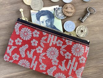 【おめでたうさぎ】畳縁　ぺたんこ　ミニポーチ　カードケース　小銭入れ　紅白　縁起物　兎の画像