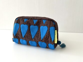 ピースワークポーチ　ハート柄　001 (sashiko)の画像