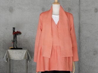 着物リメイク　縮緬のカシュクールブラウス/　L　　ストール付きの画像