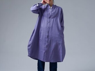 【wafu】リネンワンピース  見惚れるプザムコクーンドレス 超高密度リネン/ 藤紫 a082b-fjm1の画像