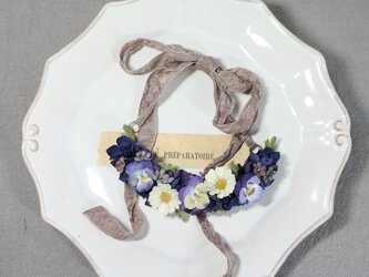 布花　青紫のお花達のネックレス　578の画像