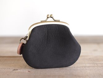 ヌバックレザーがま口 ブラックの画像