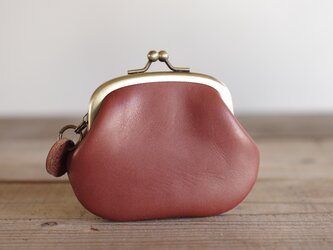 レザーがま口 赤茶の画像