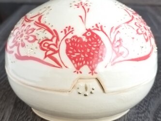 明告鳥【陶器の蓋物】の画像
