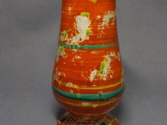 花活け　赤　色絵の画像