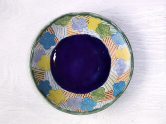 梅花散らし斜線文・色絵深皿の画像